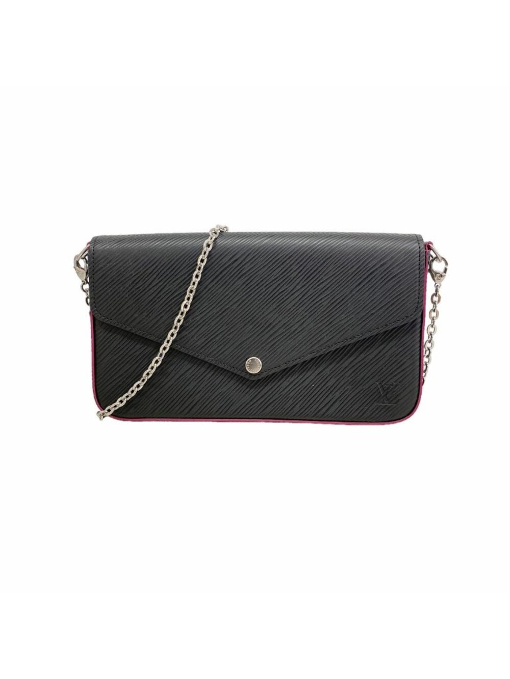 Louis Vuitton Wallet on Chain Epi Pochette Felicie Noir Hot Pink Shoulder Bag